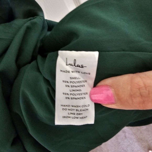 Lulu's Dreams Come True Emerald Green Satin Ruffled Mini Dress Size M - Picture 9 of 10